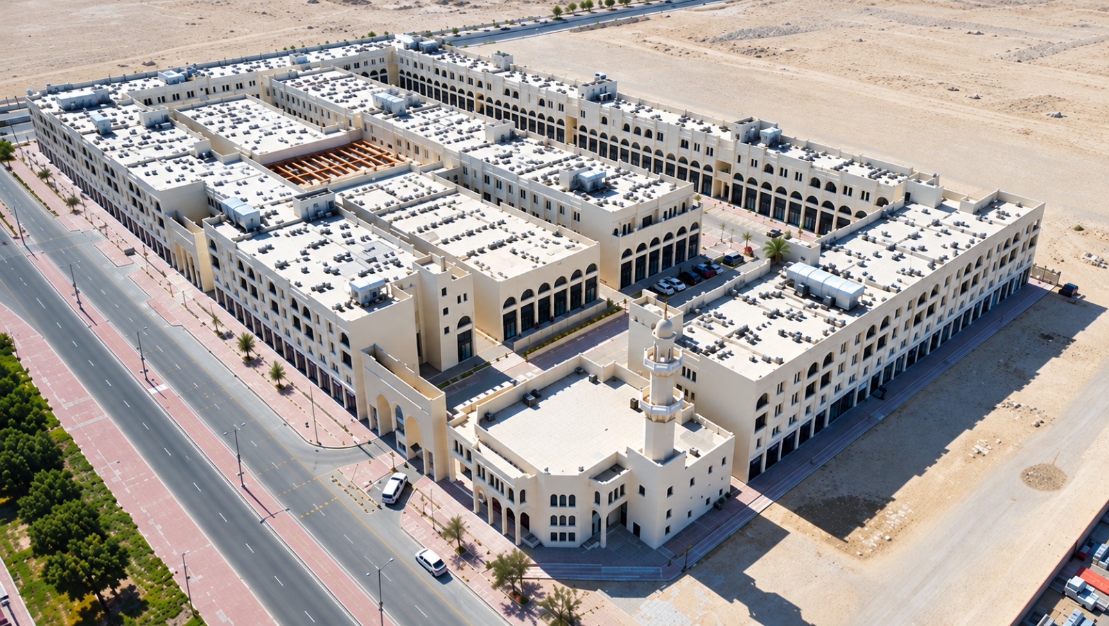 Aerial view of Souq Umm Besher residential and commercial development in Doha Qatar